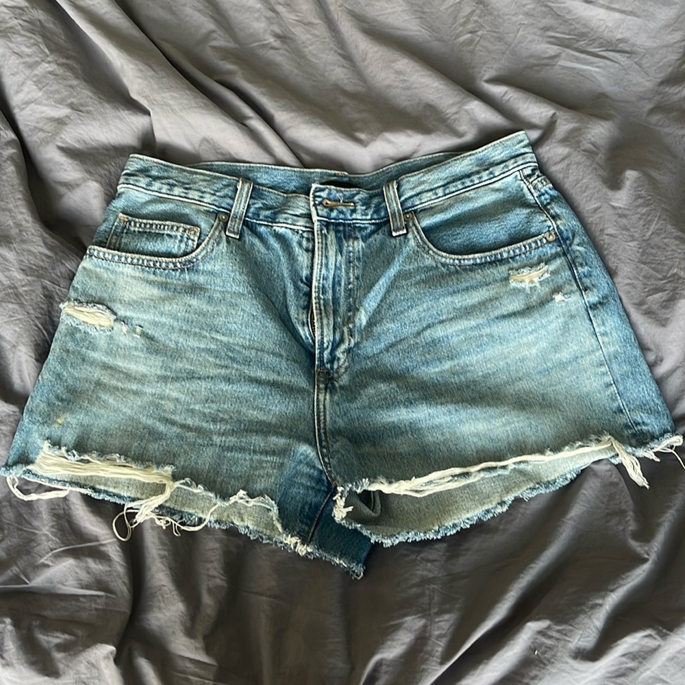 Uniqlo distressed denim shorts